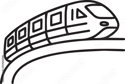 Sleek monorail train speeding along elevated track conveying futuristic design and modern transportation solutions for urban transit systems