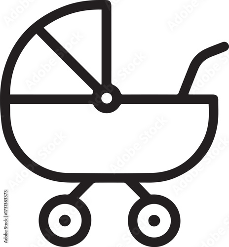 Adorable baby stroller icon for nursery decor, baby shower invitations, or parenting blog design, conveying new beginnings and joyful family moments