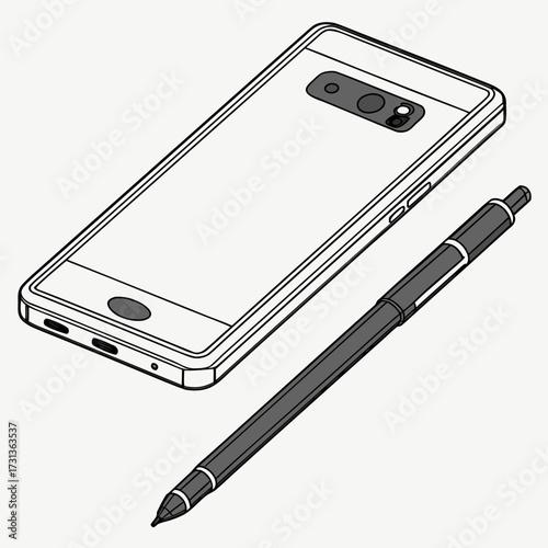 Smartphone and stylus mobile phone with camera and pen digital device for communication and creativity modern technology for work and entertainment