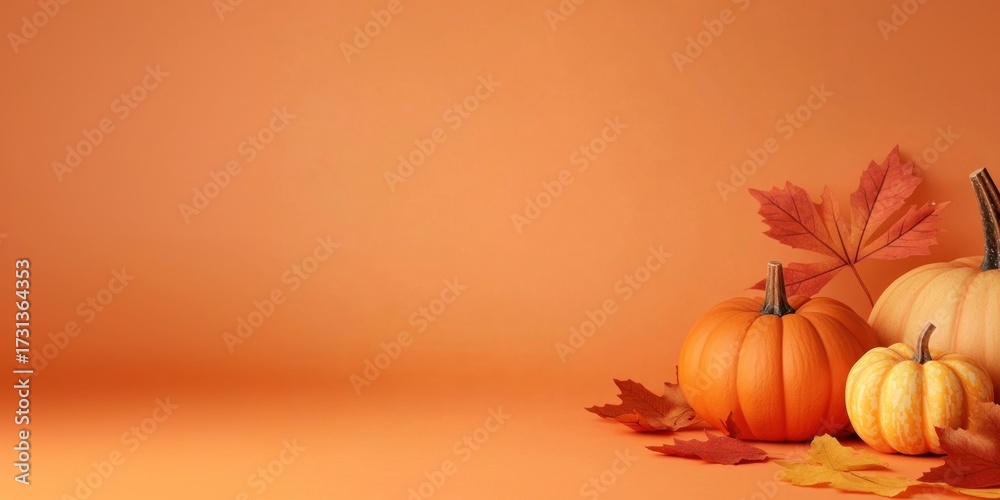 Naklejka premium Thanksgiving background pumpkins orange.