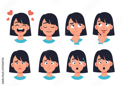A collection of illustrated human facial expressions depicting a range of emotions.