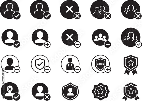 Set of user management icons simple glyph vector design for user interface and web design isolated on white background