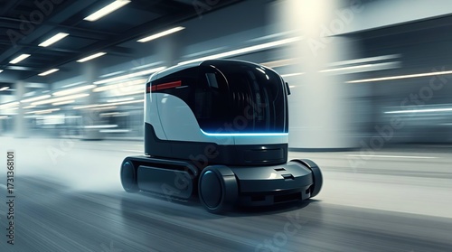 Autonomous Robot Car Speeds Through Tunnel.
