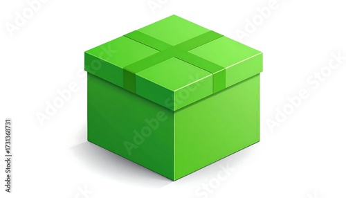 Green gift box isometric view