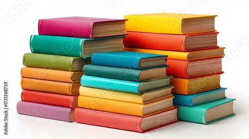 Wallpaper Mural Vibrant stacks of colorful hardcover books creating an aesthetically pleasing arrangement, perfect for educational or creative projects, evoking learning and knowledge. Torontodigital.ca