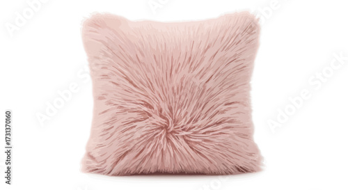 Pink fluffy pillow on a plain background for home decor and comfort