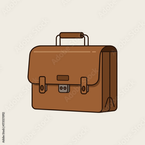 A brown leather briefcase with a metal handle and clasp.