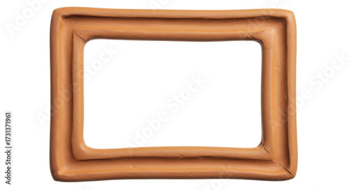 Empty brown clay frame for design element isolated PNG with Transparent Background