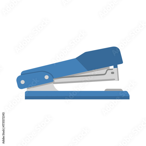 Blue stapler on a white background.