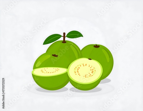 Green guava fruit illustration