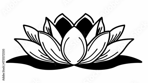Detailed illustration of a lotus flower with intricate petal designs and shadow detail showing depth created with generated ai 