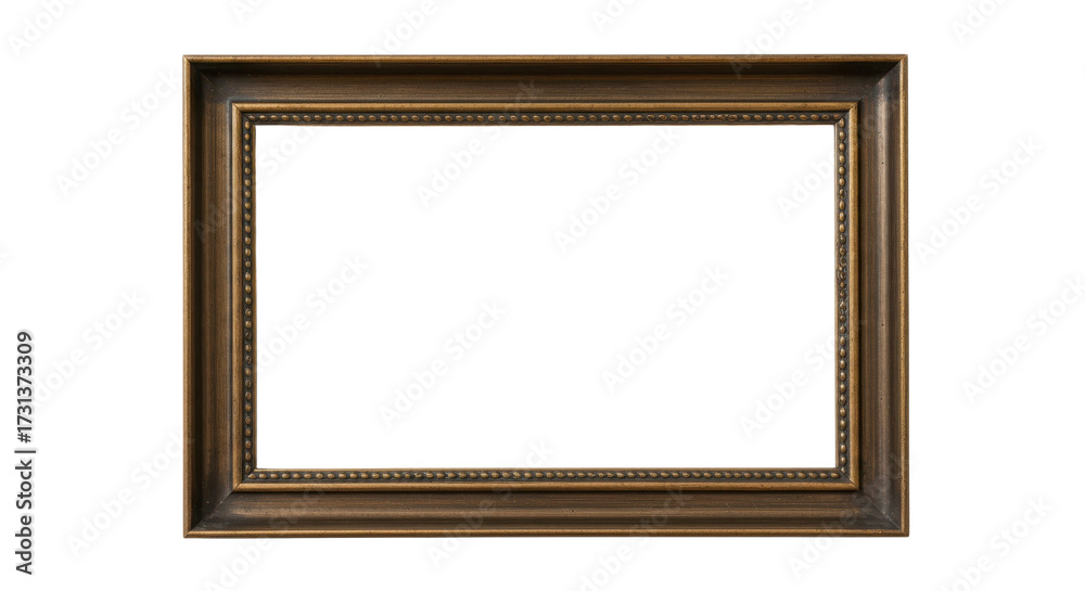 Fototapeta premium Ornate golden picture frame for display and design isolated PNG with Transparent Background