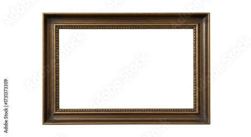 Ornate golden picture frame for display and design isolated PNG with Transparent Background