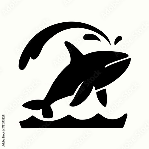A dynamic vector illustration of a swimming shark silhouette in the ocean, suitable for a logo or tattoo of a powerful marine animal