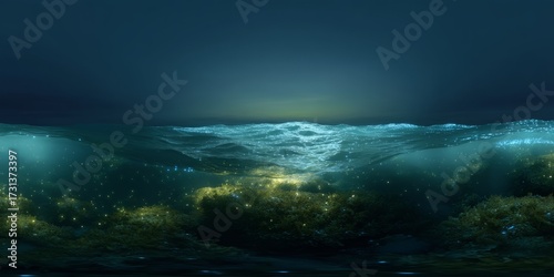 Majestic ocean panorama at dusk hdr seascape serene environment hdri view
