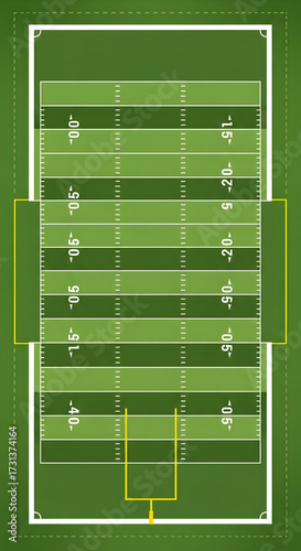 American Football Field Top View Green Turf Layout
