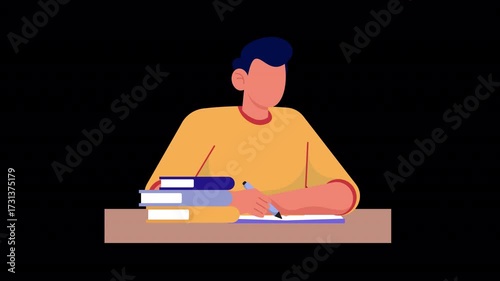 Cartoon Studying Animation 4K