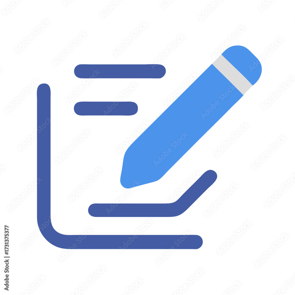 Edit Document Icon Vector Illustration with Blue and Black