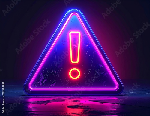 Neon triangle warning sign