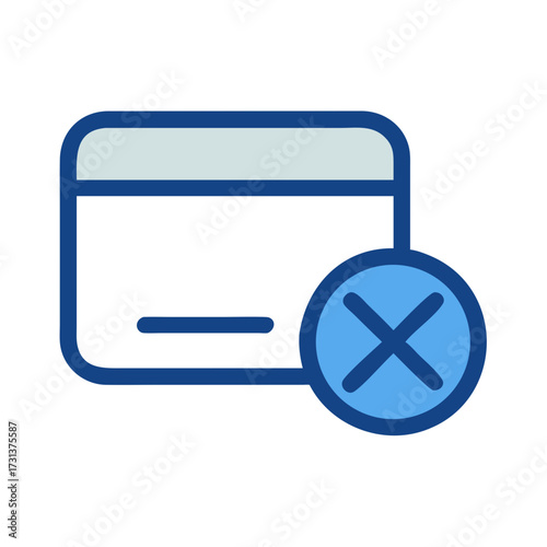 Declined payment icon on black background depicting failed transaction