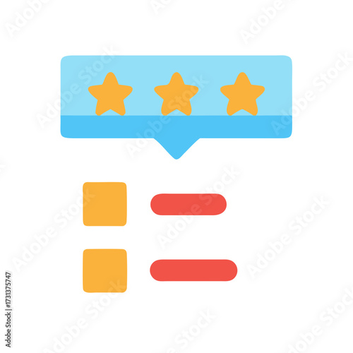 Customer review with stars for feedback form or survey
