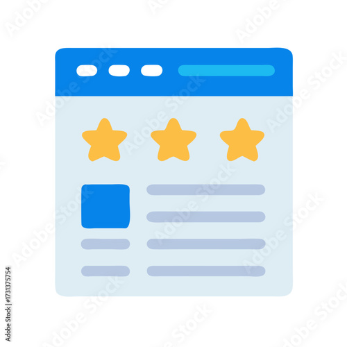 Website review interface with star rating and content blocks