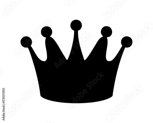 Royal crown symbol of power and authority, black silhouette on white background
