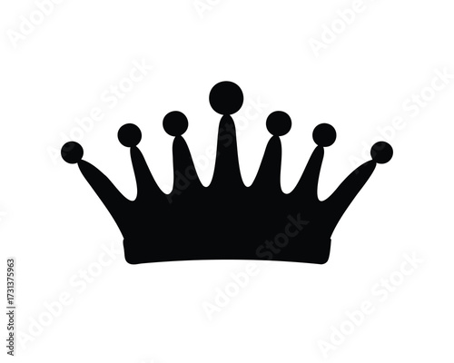 Simple silhouette of a regal crown with rounded points and accents