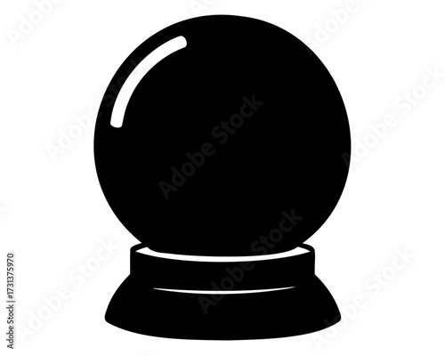 Black and white minimalist drawing of a fortune teller's crystal ball