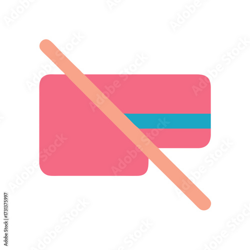 Credit card denied flat icon on black background