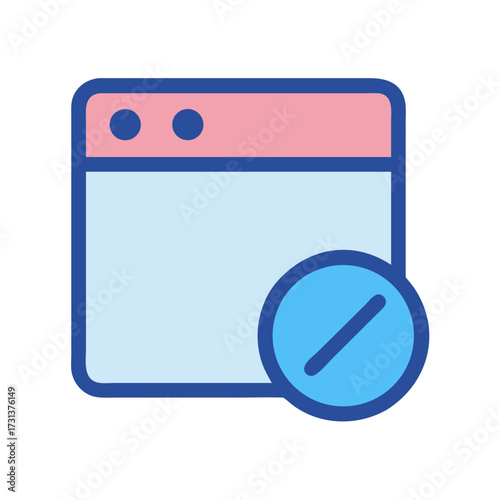 Website block icon with prohibition sign over white background