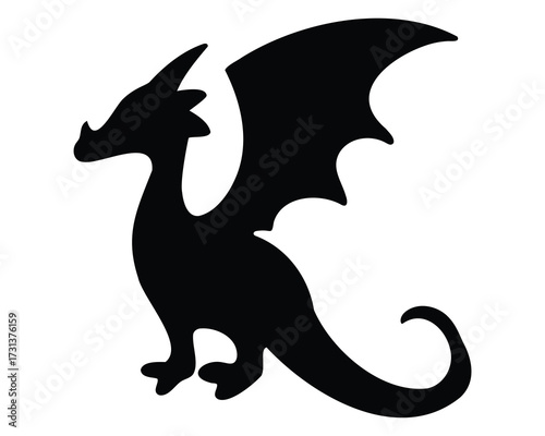 Majestic Dragon Silhouette Displaying Grace and Power in a Bold Emblematic Style