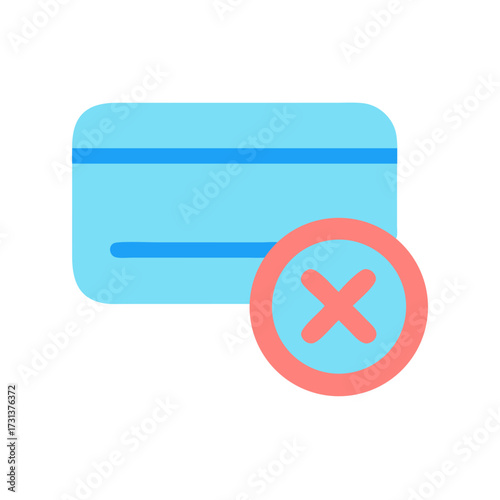 Deactivated credit card flat icon on black background graphic