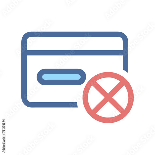 Credit card blocked icon illustration for financial restrictions