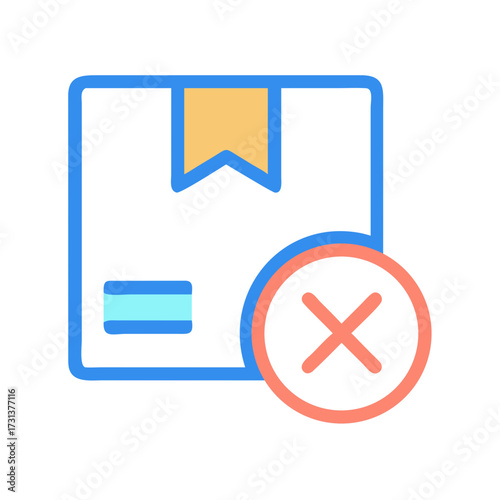 Delivery problem stock icon: Package rejected with a cross