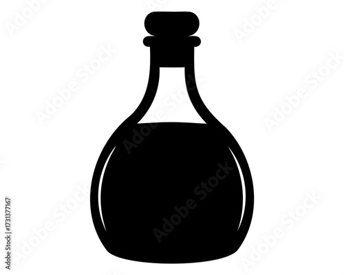 Stylized illustration of a full vintage bottle with a cork stopper