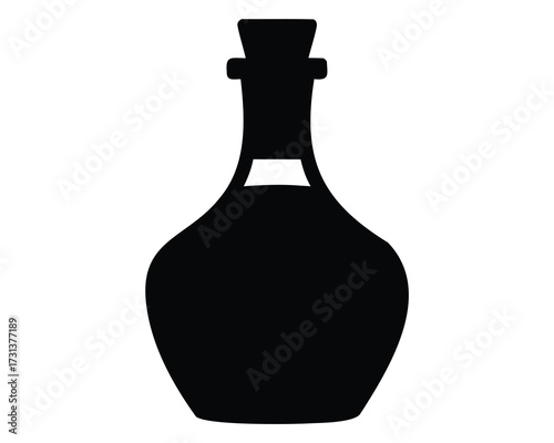 Silhouette of a vintage potion bottle sealed with a cork stopper