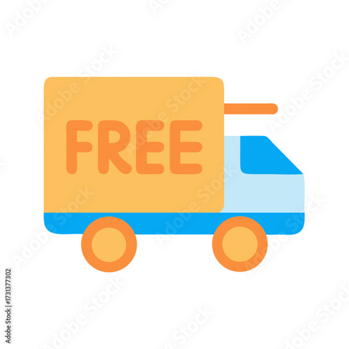 Simple free delivery truck illustration on black background