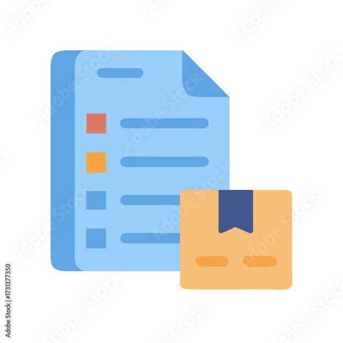 Order list with package box for shipping service business
