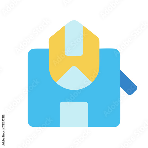 Abstract blue and yellow geometric composition on black background