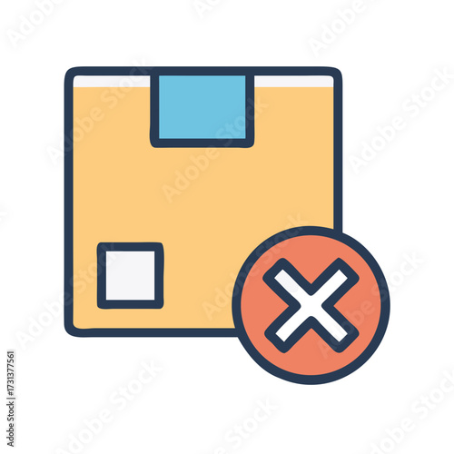 Delivery failed: package box with cancellation or denial symbol