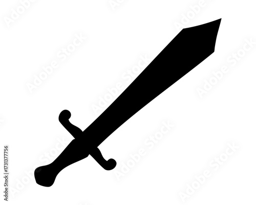 Sharp black sword silhouette with classical shape for battle readiness