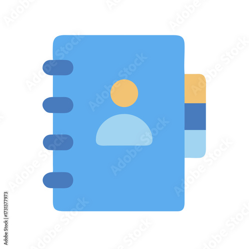 Flat design contact book with person icon illustration
