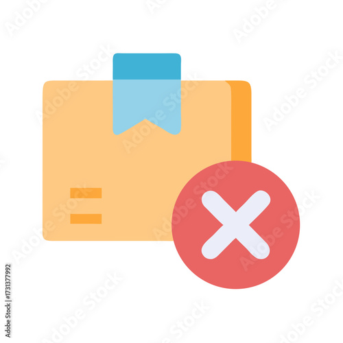 Package return with a cancellation symbol for order issues