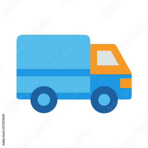 Simple blue and orange delivery truck icon illustration