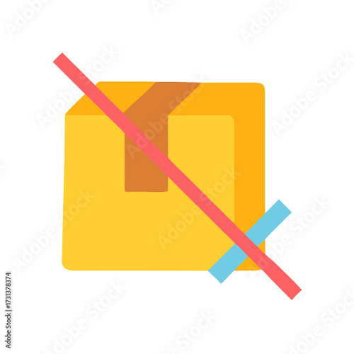 Box with cross graphic representing restrictions and prohibitions