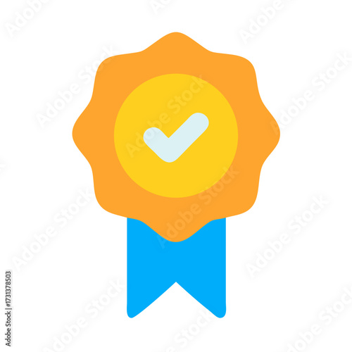 Ribbon badge icon for quality and validation symbol