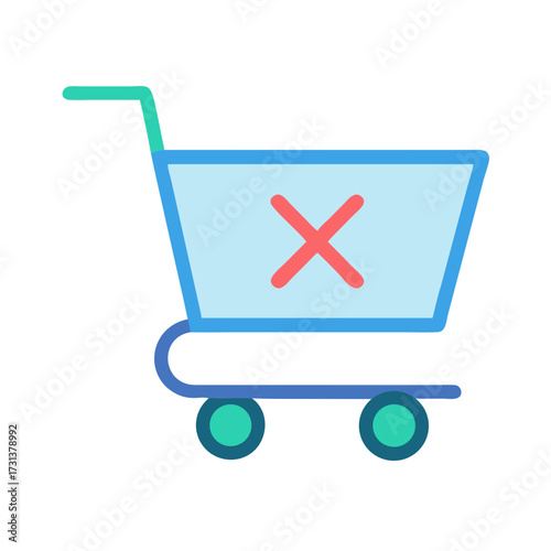 Shopping cart with cross symbol isolated on black backdrop