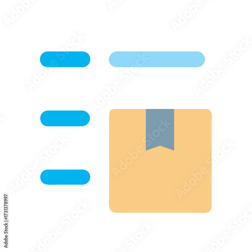 Minimalist vector illustration depicting order summary with a delivered box