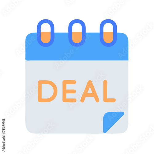 Cartoon calendar icon displaying the word deal offer